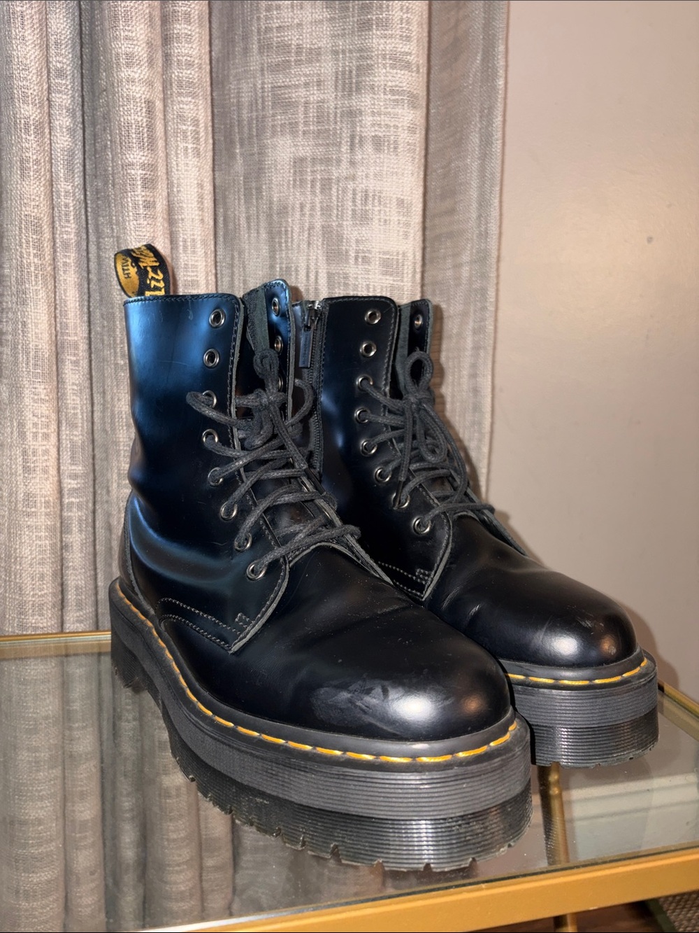 Dr. Martens Jadon Black Platform Lace-Up Boots with Zipper-Ladies’ 9, Men’s 8 - Picture 3 of 8